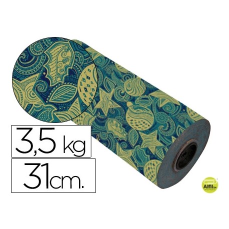 PAPEL FANTASIA KRAFT 4266 HAVANA MOTIVO NAVIDAD BOBINA 31 CM 3,5 KG