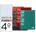 BLOC ESPIRAL LIDERPAPEL CUARTOINSPIRE TAPA EXTRADURA 80H 60 G CUADRO 6MM CON MARGEN. COLORES SURTIDO