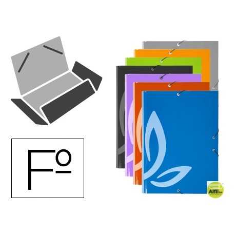 CARPETA GOMAS LIDERPAPEL FOLIO3 SOLAPAS CARTON FORRADO 7 COLORES SURTIDOS