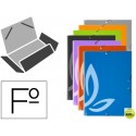 CARPETA GOMAS LIDERPAPEL FOLIO3 SOLAPAS CARTON FORRADO 7 COLORES SURTIDOS