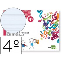 BLOC MUSICA LIDERPAPEL PENTAGRAMA 5MM CUARTO 20 HOJAS 100G/M2 GRAPADO