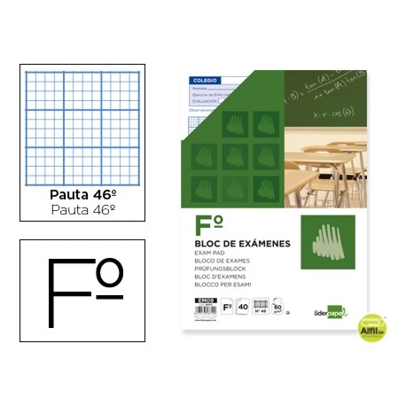 BLOC EXAMENES LIDERPAPEL FOLIO 40 H. 60 GR. RAYADO NÞ 46