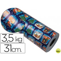 PAPEL FANTASIA VERGURADO 7002 NAVIDAD BOBINA 31 CM 3,5 KG