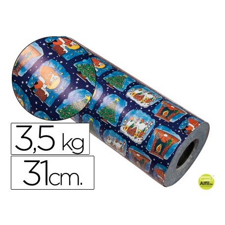 PAPEL FANTASIA VERGURADO 7002 NAVIDAD BOBINA 31 CM 3,5 KG