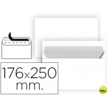 SOBRE LIDERPAPEL BLANCO B5 SOLAPA RECTA PAQUETE 176X250 MM TIRA DE SILICONA PAQUETE DE 25 UNIDADES