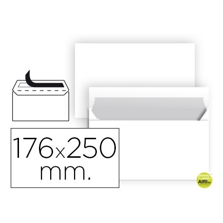 SOBRE LIDERPAPEL BLANCO B5 SOLAPA RECTA PAQUETE 176X250 MM TIRA DE SILICONA PAQUETE DE 25 UNIDADES