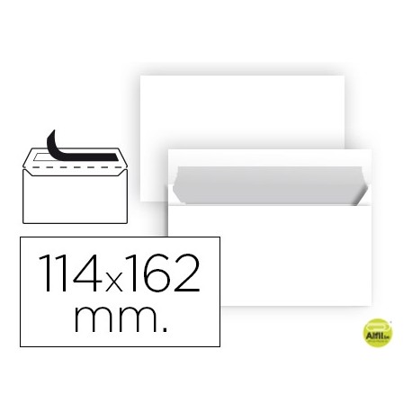 SOBRE LIDERPAPEL N 19 BLANCO C6 114X162 MM TIRA DE SILICONA PAQUETE DE 25 UNIDADES