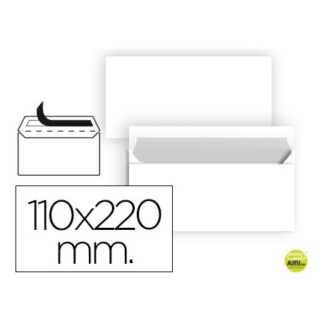 SOBRE LIDERPAPEL N 2 BLANCO DIN AMERICANO 110X220 MMTIRA DE SILICONA PAQUETE DE 25 UNIDADES