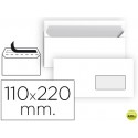SOBRE LIDERPAPEL N 3 BLANCO DIN AMERICANO VENTANA DERECHA 110X220 MM TIRA DE SILICONA PAQUETE DE 25