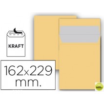 SOBRE LIDERPAPEL BOLSA N 5 KRAFT DIN C5 162X229 MM TIRA DE SILICONA PAQUETE DE 25 UNIDADES