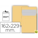 SOBRE LIDERPAPEL BOLSA N 5 KRAFT DIN C5 162X229 MM TIRA DE SILICONA PAQUETE DE 25 UNIDADES