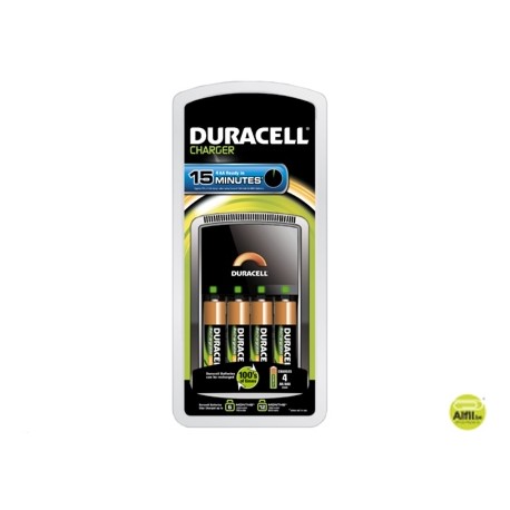 CARGADOR DURACELL PARA PILAS RECARGABLES CEF 15 INCLUYE 4 PILAS AA