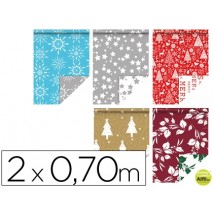 PAPEL FANTASIA NAVIDAD DOBLE CARA ROLLO DE 2X0,70 MT PAPEL 60 GR MODELOS SURTIDOS
