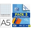 LIBRETA ESCOLAR OXFORD TAPA FLEXIBLES OPTIK PAPER 48 HOJAS DIN A5 CUADROS 4 MM PACK DE 3
