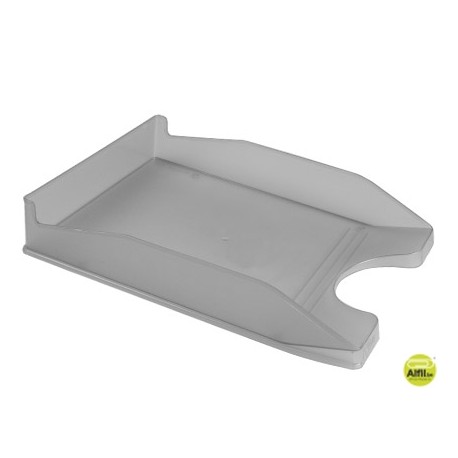 BANDEJA SOBREMESA PLASTICO FOLDER GRIS OSCURO TRANSPARENTE