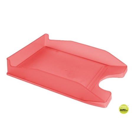BANDEJA SOBREMESA PLASTICO FOLDER ROJO TRANSPARENTE
