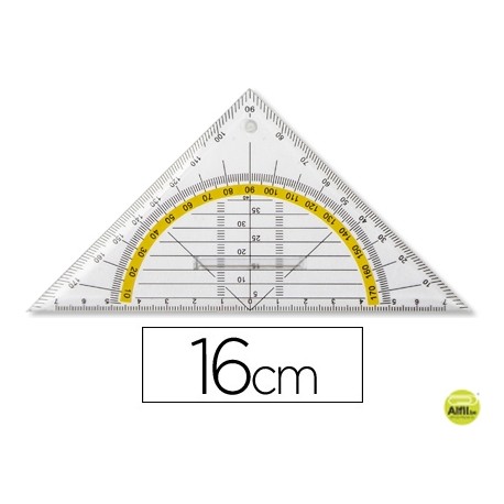 ESCUADRA LIDERPAPEL GEOMETRIA 16 CM PLASTICO CRISTAL CON AGARRADERA FIJA