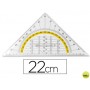 ESCUADRA LIDERPAPEL GEOMETRIA 22 CM PLASTICO CRISTAL CON AGARRADERA FIJA