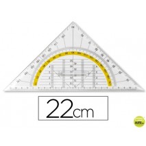 ESCUADRA LIDERPAPEL GEOMETRIA 22 CM PLASTICO CRISTAL CON AGARRADERA FIJA
