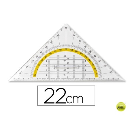ESCUADRA LIDERPAPEL GEOMETRIA 22 CM PLASTICO CRISTAL CON AGARRADERA FIJA