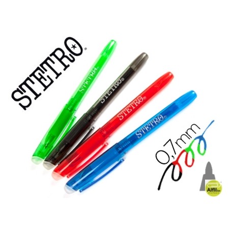 BOLIGRAFO STETRO BORRABLE CON CAPUCHON 0,7MM TINTA EN COLORES SURTIDOS