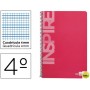 BLOC ESPIRAL LIDERPAPEL CUARTO INSPIRE TAPA EXTRADURA 80H 60 GR CUADRO 4 MM CON MARGEN COLOR ROSA