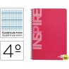 BLOC ESPIRAL LIDERPAPEL CUARTO INSPIRE TAPA EXTRADURA 80H 60 GR CUADRO 4 MM CON MARGEN COLOR ROSA