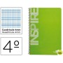 BLOC ESPIRAL LIDERPAPEL CUARTO INSPIRE TAPA EXTRADURA 80H 60 GR CUADRO 4 MM CON MARGEN COLOR VERDE C