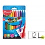 LAPICES DE CERA MAPED PLASTICLEAN CAJA DE 12 COLORES SURTIDOS