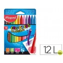 LAPICES DE CERA MAPED PLASTICLEAN CAJA DE 12 COLORES SURTIDOS