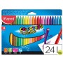 LAPICES DE CERA MAPED PLASTICLEAN CAJA DE 24 COLORES SURTIDOS