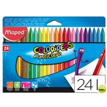 LAPICES DE CERA MAPED PLASTICLEAN CAJA DE 24 COLORES SURTIDOS