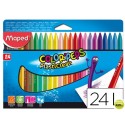 LAPICES DE CERA MAPED PLASTICLEAN CAJA DE 24 COLORES SURTIDOS