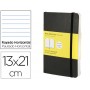 LIBRETA MOLESKINE TAPA BLANDA RAYADO HORIZONTAL 240 HOJAS COLOR NEGRO CIERRE CON GOMA 130X210 MM