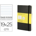 LIBRETA MOLESKINE TAPA BLANDA RAYADO HORIZONTAL 192 HOJAS COLOR NEGRO CIERRE CON GOMA 190X250 MM