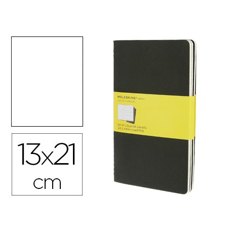 LIBRETA MOLESKINE TAPA DURA CUADRO 5 MM 80 HOJAS CON 16 HOJAS DESMONTABLES COLOR NEGROPACK DE 3 UNID
