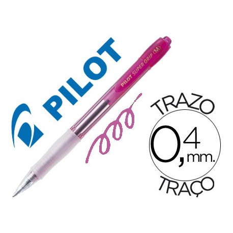 BOLIGRAFO PILOT SUPER GRIP RETRACTIL SUJECION DE CAUCHO TINTA DE ACEITE ROSA NEON