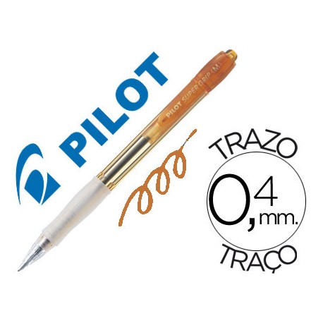 BOLIGRAFO PILOT SUPER GRIP RETRACTIL SUJECION DE CAUCHO TINTA DE ACEITE NARANJA NEON