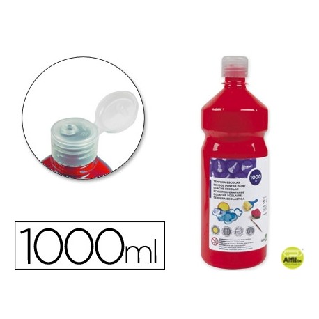 TEMPERA ESCOLAR LIDERPAPEL 1000 ML ROJO ESCARLATA
