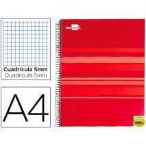 BLOC ESPIRAL LIDERPAPEL A4 MICRO CLASSIC TAPA FORRADA 160 H 60 GR CUADRO 5 MM 5 BANDAS 4 TALADROS RO
