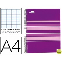 BLOC ESPIRAL LIDERPAPEL A4 MICRO CLASSIC TAPA FORRADA 160 H 60 GR CUADRO 5 MM 5 BANDAS 4 TALADROS MO