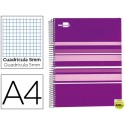 BLOC ESPIRAL LIDERPAPEL A4 MICRO CLASSIC TAPA FORRADA 160 H 60 GR CUADRO 5 MM 5 BANDAS 4 TALADROS MO