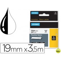 CINTA DYMO RHINO NYLON FLEXIBLE BLANCO -NEGRO 19MMX 3,5 MT TAPE LABEL