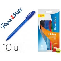 BOLIGRAFO PAPER MATE INKJOY 100 PUNTA MEDIA TRAZO 1 MM BOLSA 10