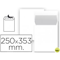 SOBRE LIDERPAPEL BOLSA N 10 BLANCO FOLIO PROLONGADO 250X353 MM TIRA DE SILICONA PAQUETE DE 25 UNIDAD