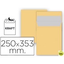 SOBRE LIDERPAPEL BOLSA N 11 KRAFT FOLIO PROLONGADO 250X353 MM TIRA DE SILICONA PAQUETE DE 25 UNIDADE