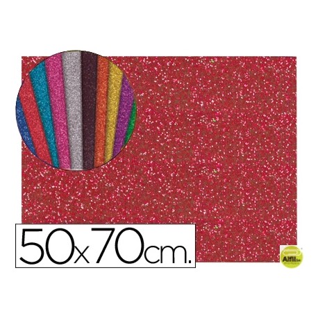 GOMA EVA CON PURPURINA LIDERPAPEL 50X70CM 60G/M2 ESPESOR 2MM ROJO