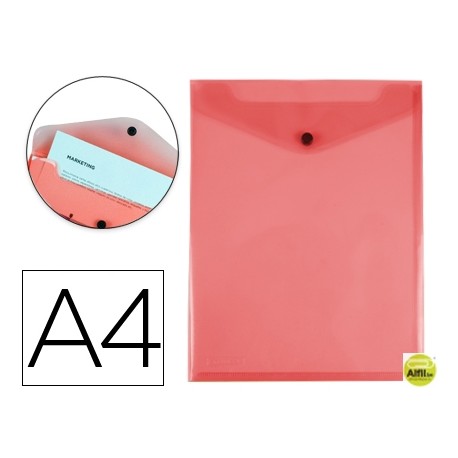 CARPETA LIDERPAPEL DOSSIER BROCHE POLIPROPILENO DIN A4 FORMATO VERTICAL ROJA TRANSPARENTE 50 HOJAS