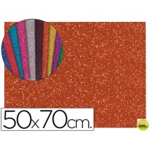 GOMA EVA CON PURPURINA LIDERPAPEL 50X70CM 60G/M2 ESPESOR 2MM NARANJA