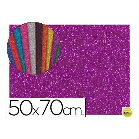 GOMA EVA CON PURPURINA LIDERPAPEL 50X70CM 60G/M2 ESPESOR 2MM VIOLETA